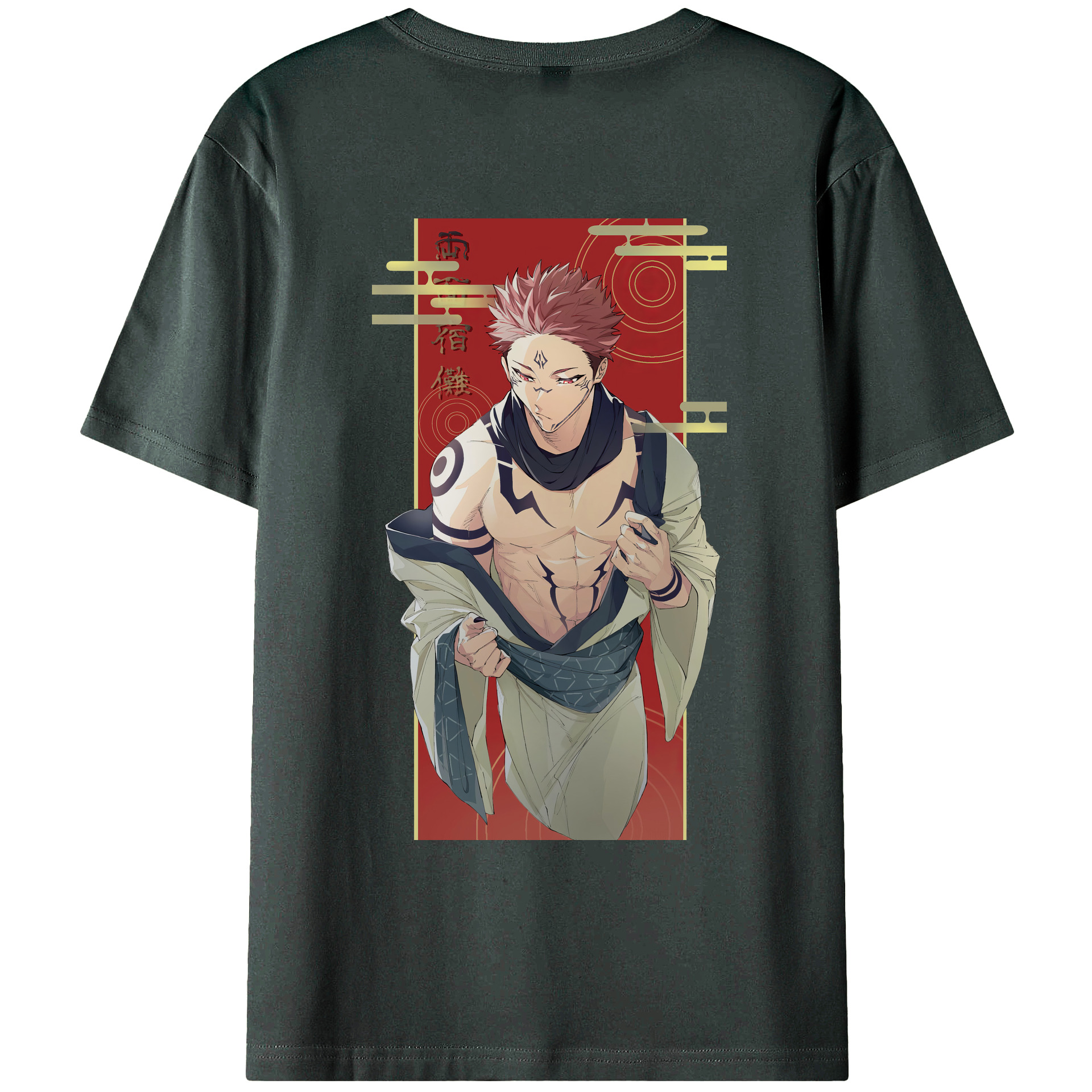 （画像用） 呪術廻戦 Jujutsu Kaisen 綿100％ メンズ半袖Tシャツ（バックプリント） 通気性